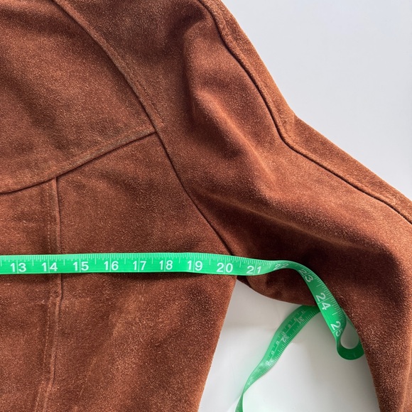 Vintage Sheplers Western Suede Leather Shearling Lined Hooded Jacket Sz 14 / M - Picture 8 of 10